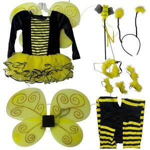 Ikali Girls 4-6 Bodysuit Tutu Wings Wand Hose Accessories Halloween Costume